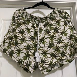 Linen palm tree drawstring shorts XL.